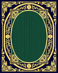 Rich Teal Oval Frame Leafy Border Rug