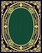 Rich Teal Oval Frame Leafy Border Rug