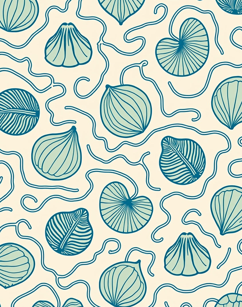 Aqua Botanical Swirl Garden Rug