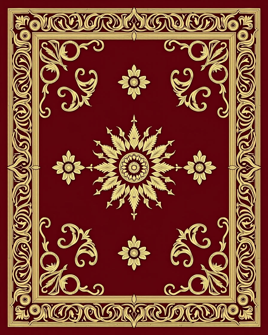 Gilded Ornate Bloom Border Rug