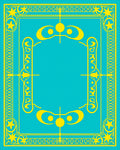 Golden Celestial Frame Aquamarine Rug