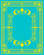 Golden Celestial Frame Aquamarine Rug