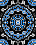 Bold Black White Blue Mandala Rug