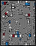 Bold Black and White Alphabet Maze Rug