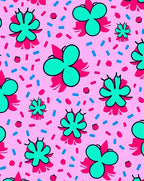 Pink Teal Hot Pink Floral Confetti Rug