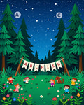 Whimsical Forest Children Starry Night Rug