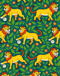 Whimsical Yellow Lion Jungle Foliage Rug