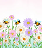 Whimsical Yellow Bee Flower Garden Rug