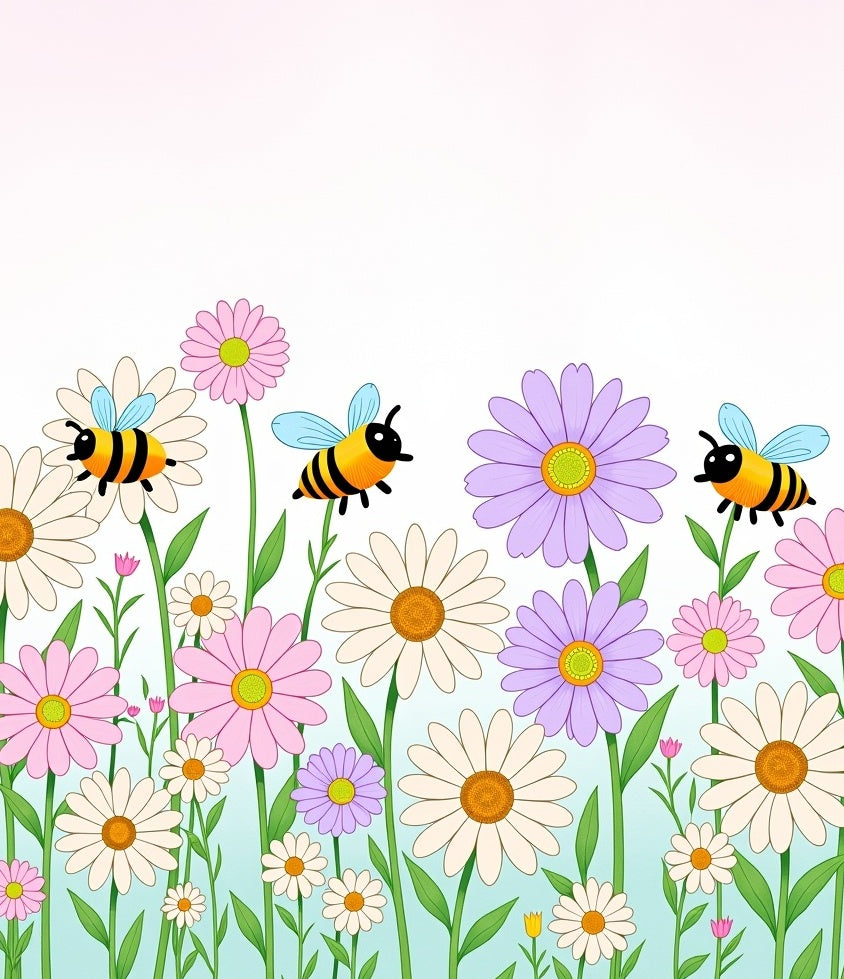 Whimsical Yellow Bee Flower Garden Rug