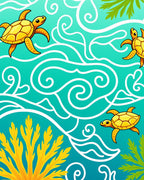 Golden Turtles Ocean Swirls Coral Rug