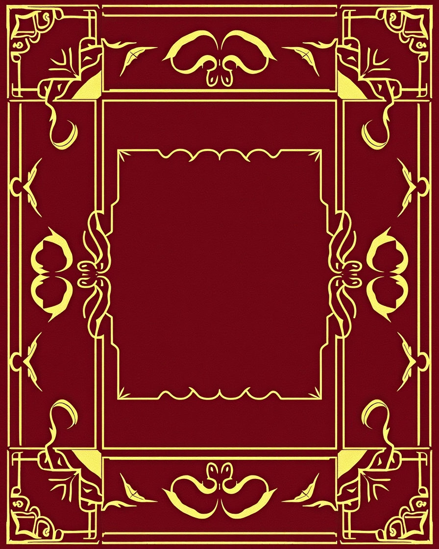 Crimson Gold Ornate Border Rug