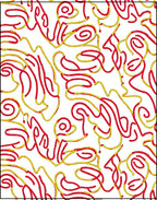 Crimson Gold Wavy Lines Overlay Rug