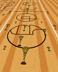 Golden Trophy Basketball Court Lines Rug