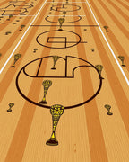 Golden Trophy Basketball Court Lines Rug