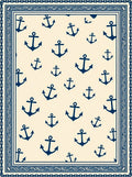 Navy Anchor Cream Border Rug