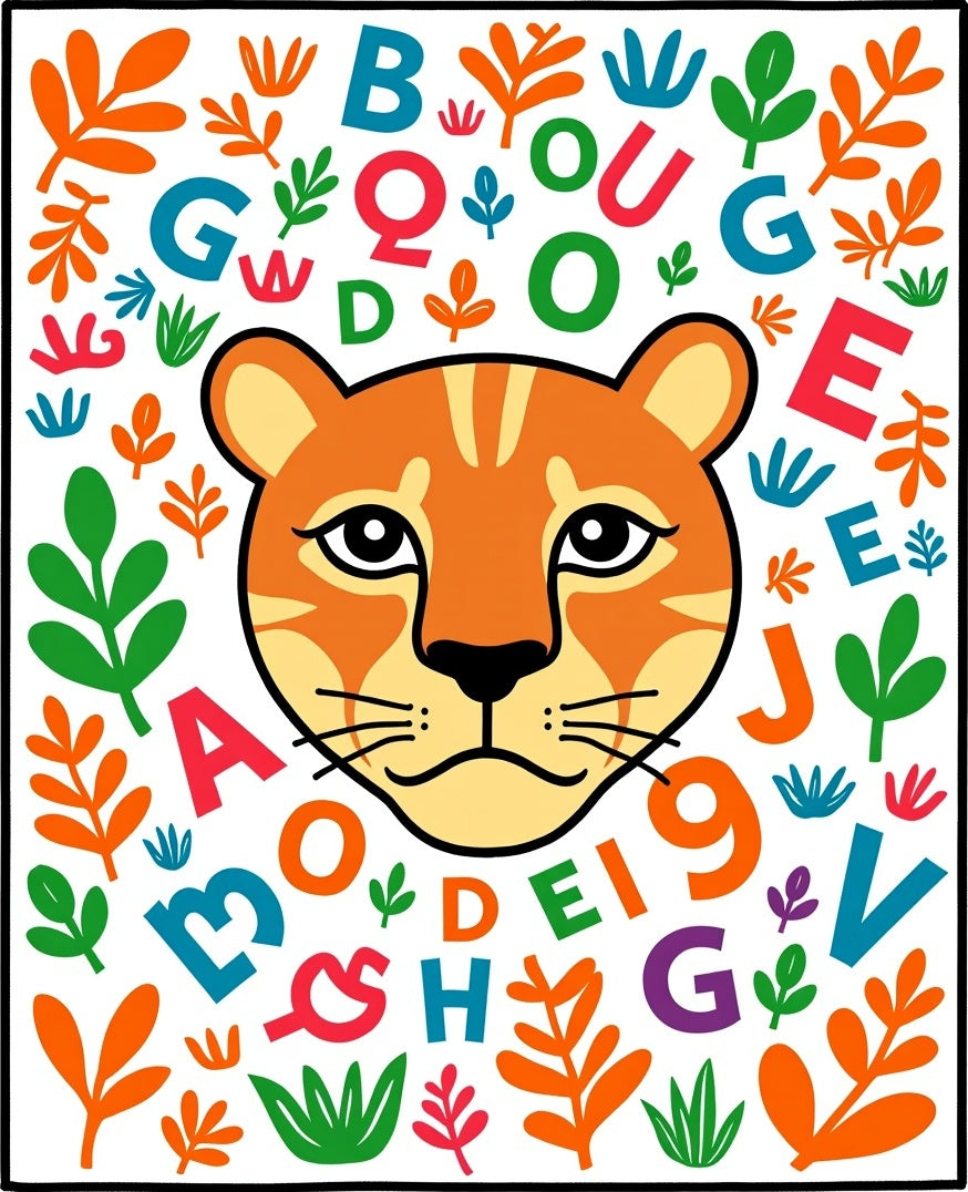 Playful Lion Cub Alphabet Jungle Rug