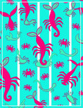 Vibrant Pink Turquoise Creature Stripes Rug