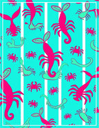 Vibrant Pink Turquoise Creature Stripes Rug