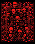 Crimson Skull Rose Border Rug