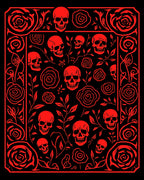 Crimson Skull Rose Border Rug