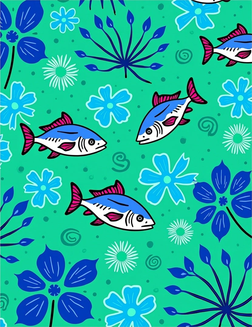 Oceanic Fish Floral Charm Rug