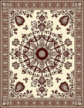Chocolate Brown Floral Mandala Border Rug