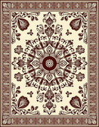 Chocolate Brown Floral Mandala Border Rug