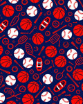 Red White Sports Balls Collection Rug