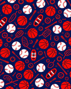 Red White Sports Balls Collection Rug