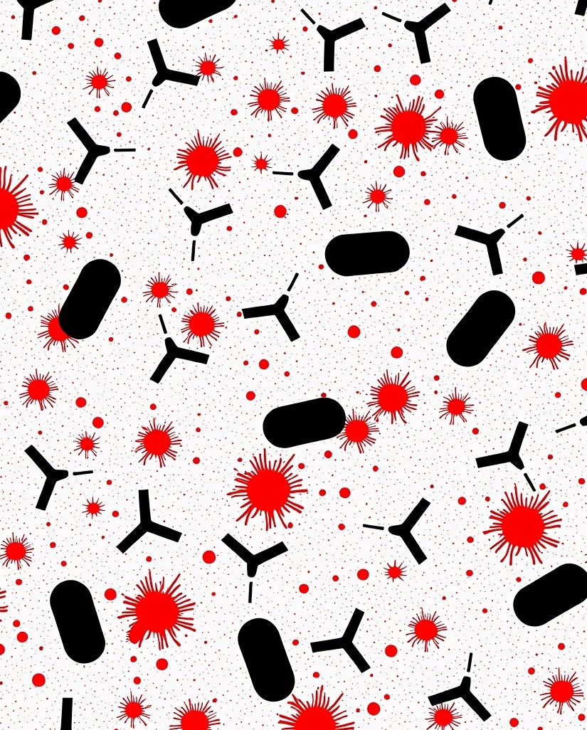 Red Antibody Cell Invasion Graphic Rug