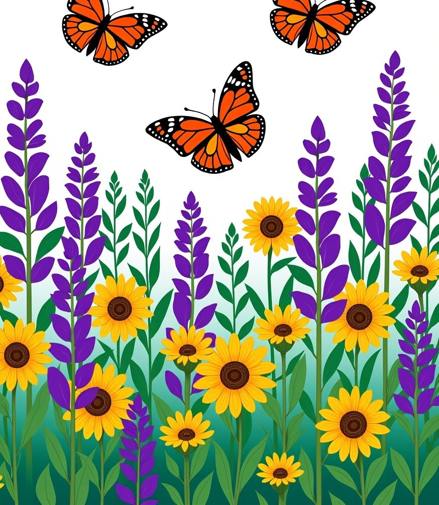 Whimsical Orange Butterfly Sunflower Garden Rug
