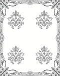 Elegant Black White Scroll Medallion Border Rug