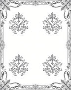 Elegant Black White Scroll Medallion Border Rug
