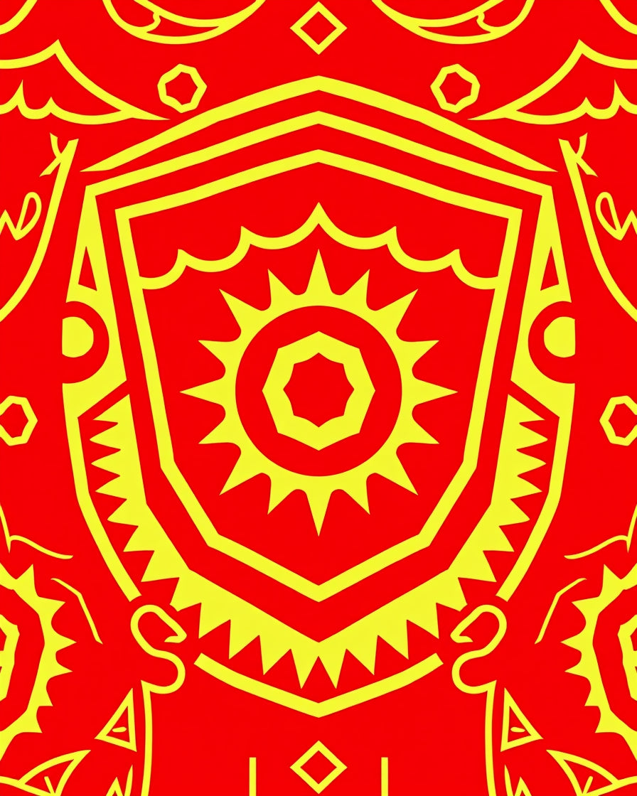 Bold Red Sun Icon Emblem Rug