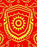 Bold Red Sun Icon Emblem Rug