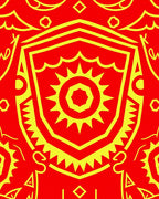 Bold Red Sun Icon Emblem Rug