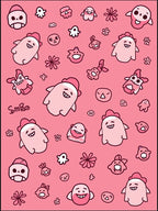 Whimsical Pink Critter And Skull Medley Rug
