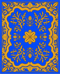 Azure Golden Woven Botanical Arrangement Rug