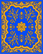 Azure Golden Woven Botanical Arrangement Rug