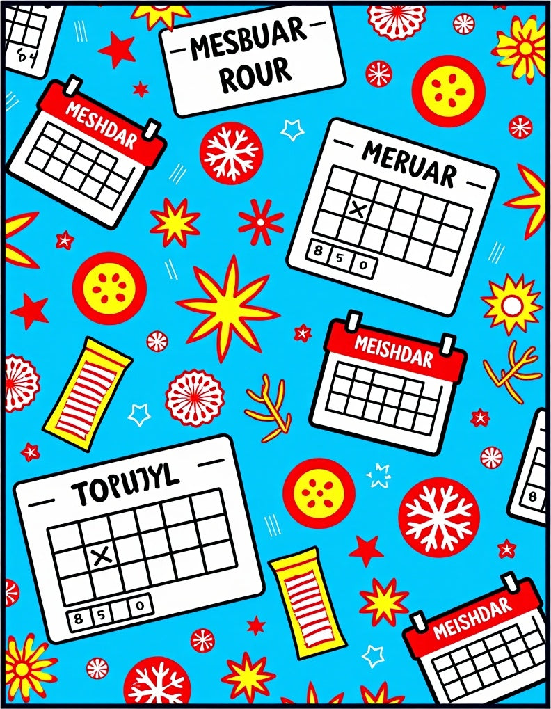 Playful Calendar and Starburst Collage Rug