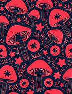 Whimsical Red Mushroom Star Foliage Rug