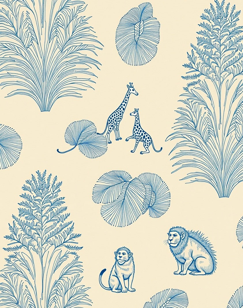 Exotic Giraffe Lion Jungle Foliage Rug