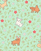Cute Doggies Floral Garden Mint Rug