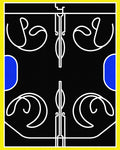 Black White Yellow Blue Geometric Flow Rug