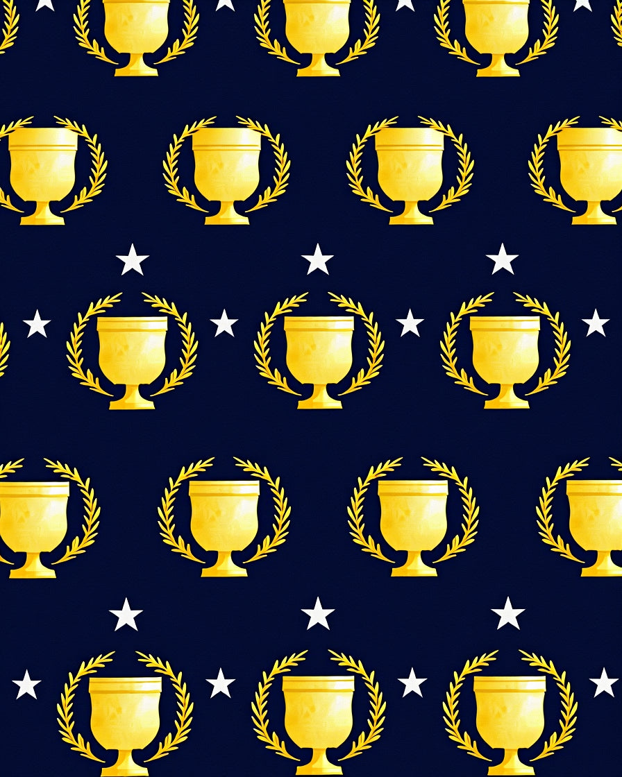 Golden Trophy Laurel Wreath Stars Rug