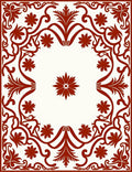 Crimson Flourish Flower Border Rug
