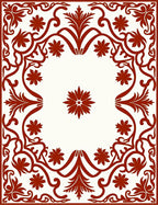 Crimson Flourish Flower Border Rug