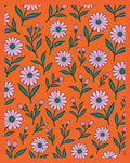 Vibrant Orange Pink Daisy Garden Rug