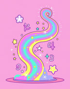 Pastel Rainbow Cosmic Swirl Stars Rug