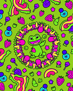 Vibrant Frog Rainbow Strawberry Fiesta Rug